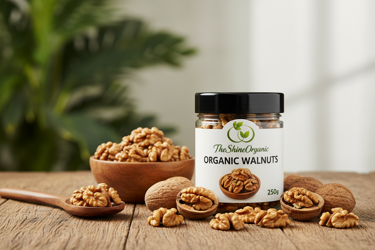 Organic Walnuts with Natural Elements