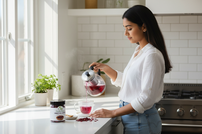 Woman Preparing Hibiscus Tea