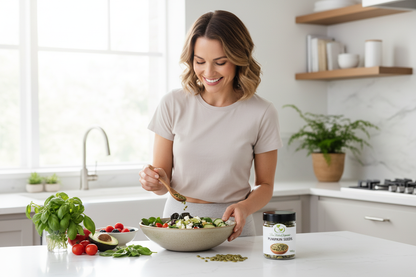 Woman Using Pumpkin Seeds