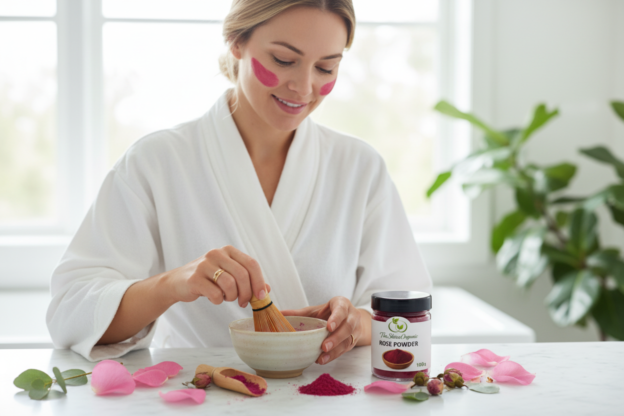 Woman Using Rose Powder